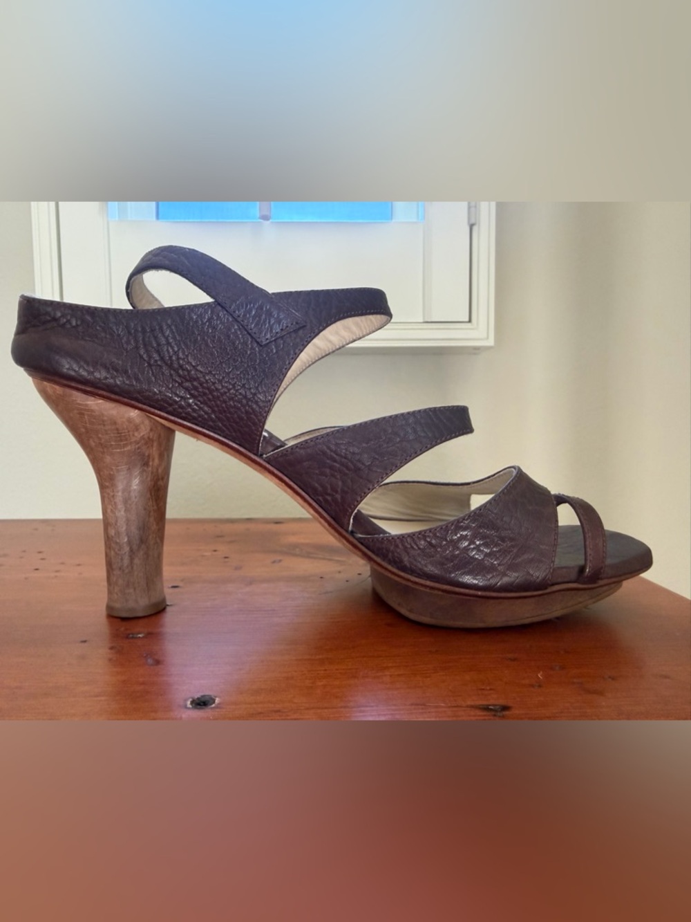 Ellen Verbeek Women’s Dark Brown Leather Strappy Sandals Retro, EU 39 /US 9